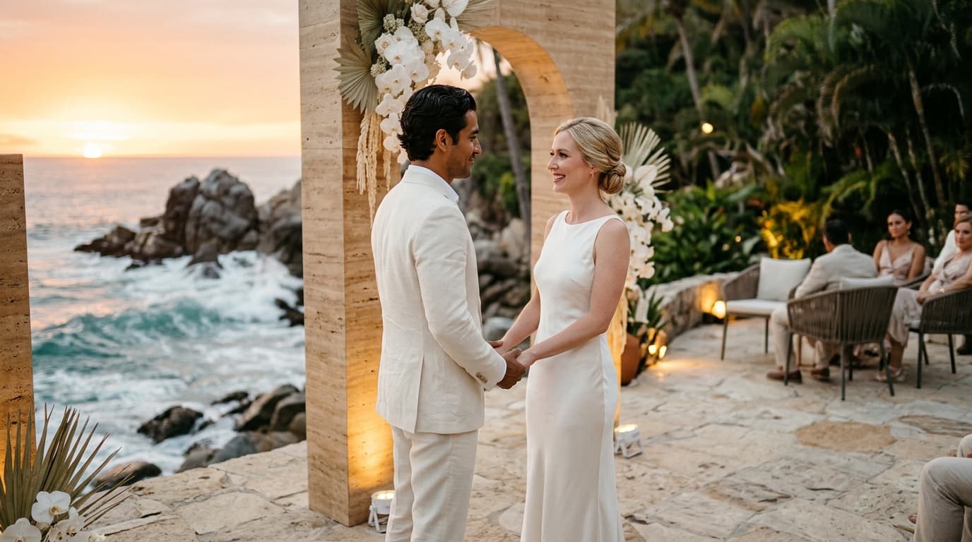 The Conchas Chinas Oceanfront Estate: Crafting a High-Design Sculptural Modernist Vow Renewal in Puerto Vallarta