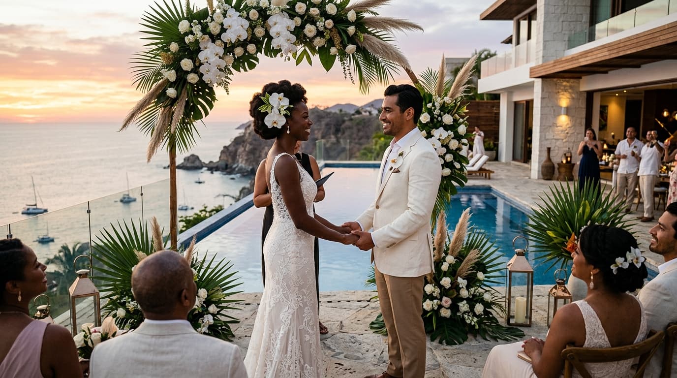 The Conchas Chinas Terraces: Crafting a Modernist Cliffside Vow Renewal in Puerto Vallarta