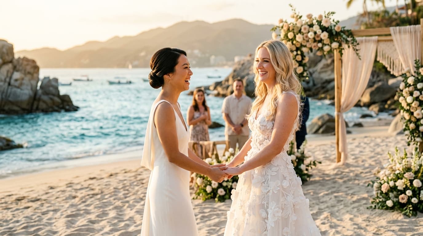 Couture in Motion: Navigating Wind Dynamics and Textile Curation for Banderas Bay Beach Ceremonies