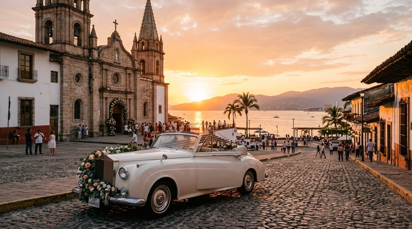 Seamless Transitions: Transporting Guests from a Downtown Church Ceremony to a Conchas Chinas Reception
